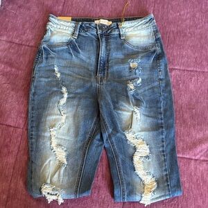 Distressed Denim Shorts